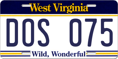 WV license plate DOS075
