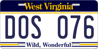 WV license plate DOS076