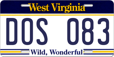 WV license plate DOS083