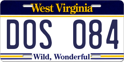 WV license plate DOS084