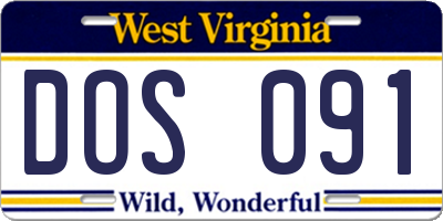 WV license plate DOS091