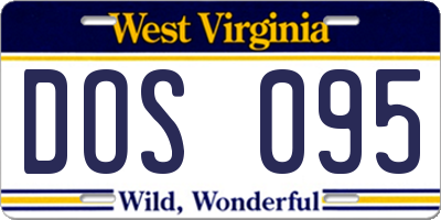 WV license plate DOS095