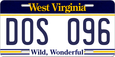 WV license plate DOS096