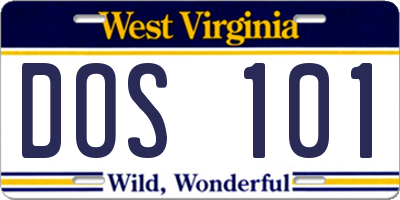 WV license plate DOS101