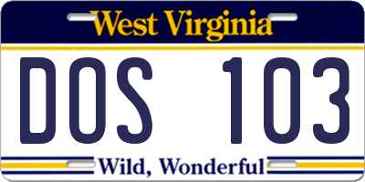 WV license plate DOS103