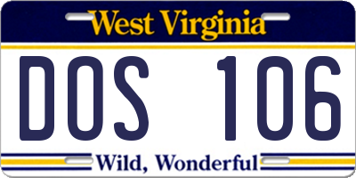 WV license plate DOS106