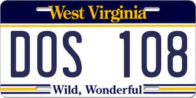 WV license plate DOS108