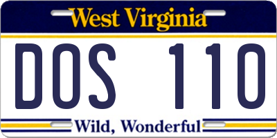 WV license plate DOS110