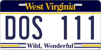 WV license plate DOS111
