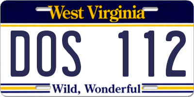 WV license plate DOS112
