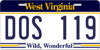 WV license plate DOS119