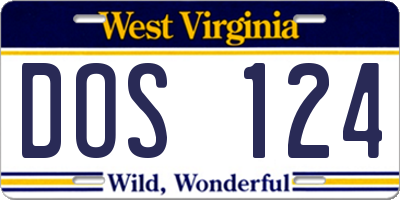 WV license plate DOS124