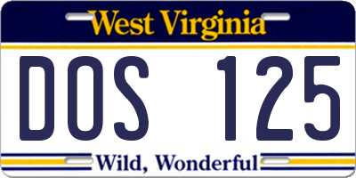 WV license plate DOS125