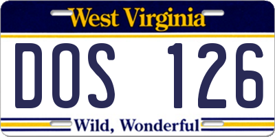 WV license plate DOS126
