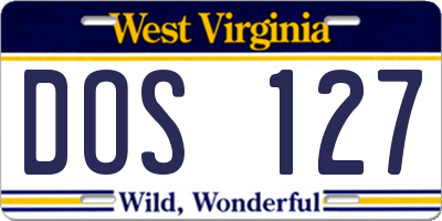 WV license plate DOS127