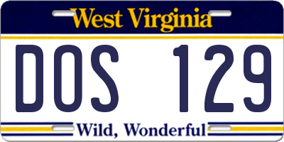 WV license plate DOS129