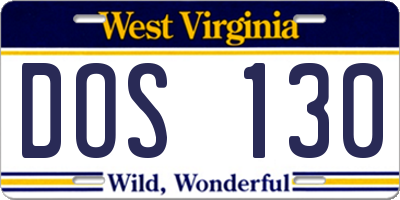 WV license plate DOS130