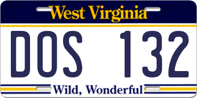 WV license plate DOS132