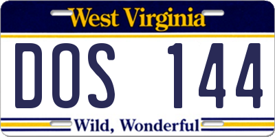 WV license plate DOS144