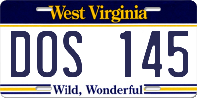 WV license plate DOS145