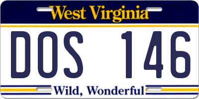 WV license plate DOS146