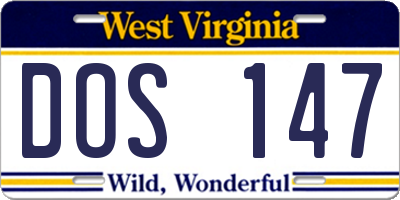 WV license plate DOS147