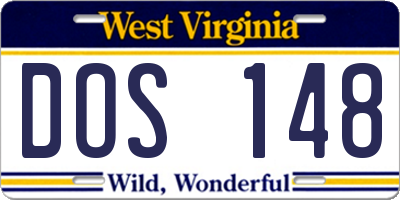 WV license plate DOS148