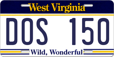 WV license plate DOS150