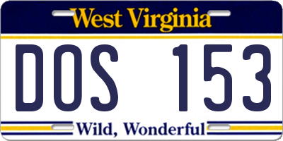 WV license plate DOS153