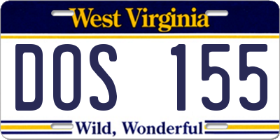 WV license plate DOS155