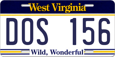 WV license plate DOS156