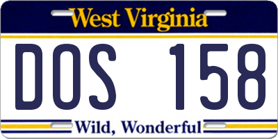 WV license plate DOS158