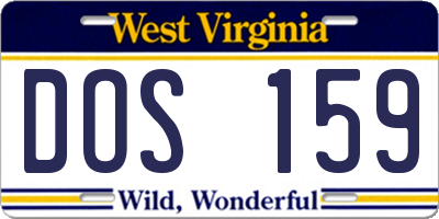WV license plate DOS159