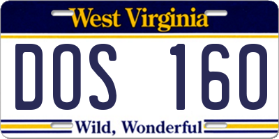 WV license plate DOS160