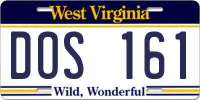 WV license plate DOS161