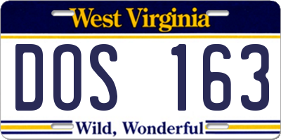 WV license plate DOS163