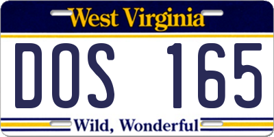 WV license plate DOS165