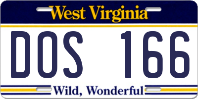 WV license plate DOS166