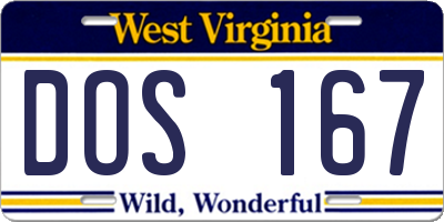 WV license plate DOS167