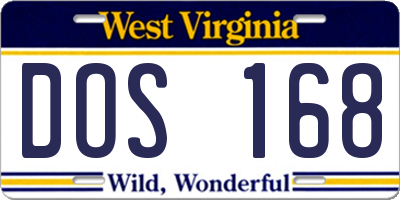 WV license plate DOS168