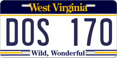 WV license plate DOS170
