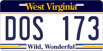 WV license plate DOS173