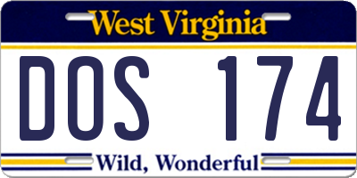 WV license plate DOS174