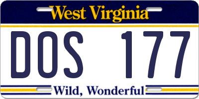 WV license plate DOS177