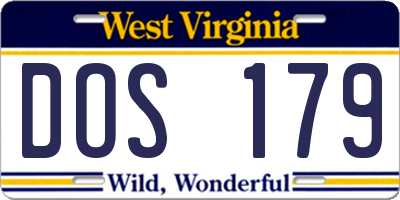 WV license plate DOS179