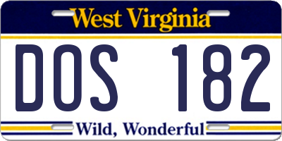 WV license plate DOS182