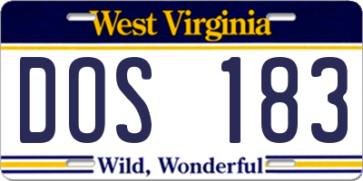 WV license plate DOS183