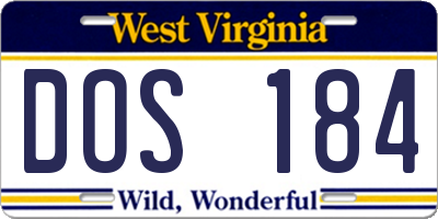 WV license plate DOS184
