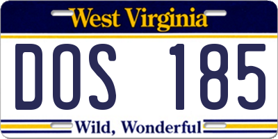 WV license plate DOS185
