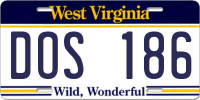 WV license plate DOS186